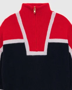 Hot FROM FUTURE Pull Col Camionneur Bicolore Navy