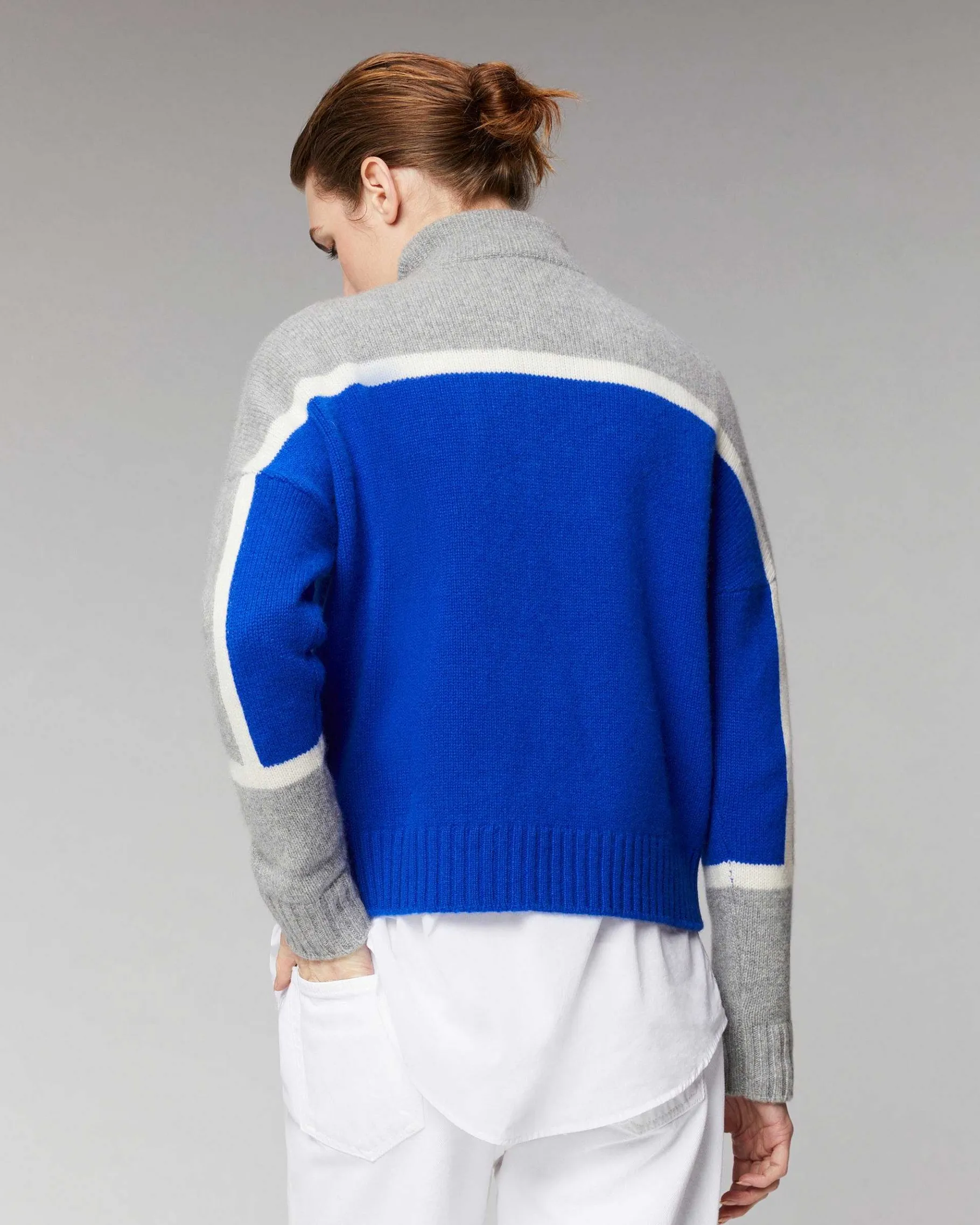 Hot FROM FUTURE Pull Col Camionneur Bicolore Navy