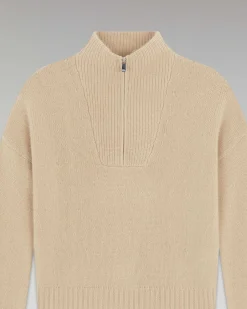 Sale FROM FUTURE Pull Col Camionneur Epais Beige