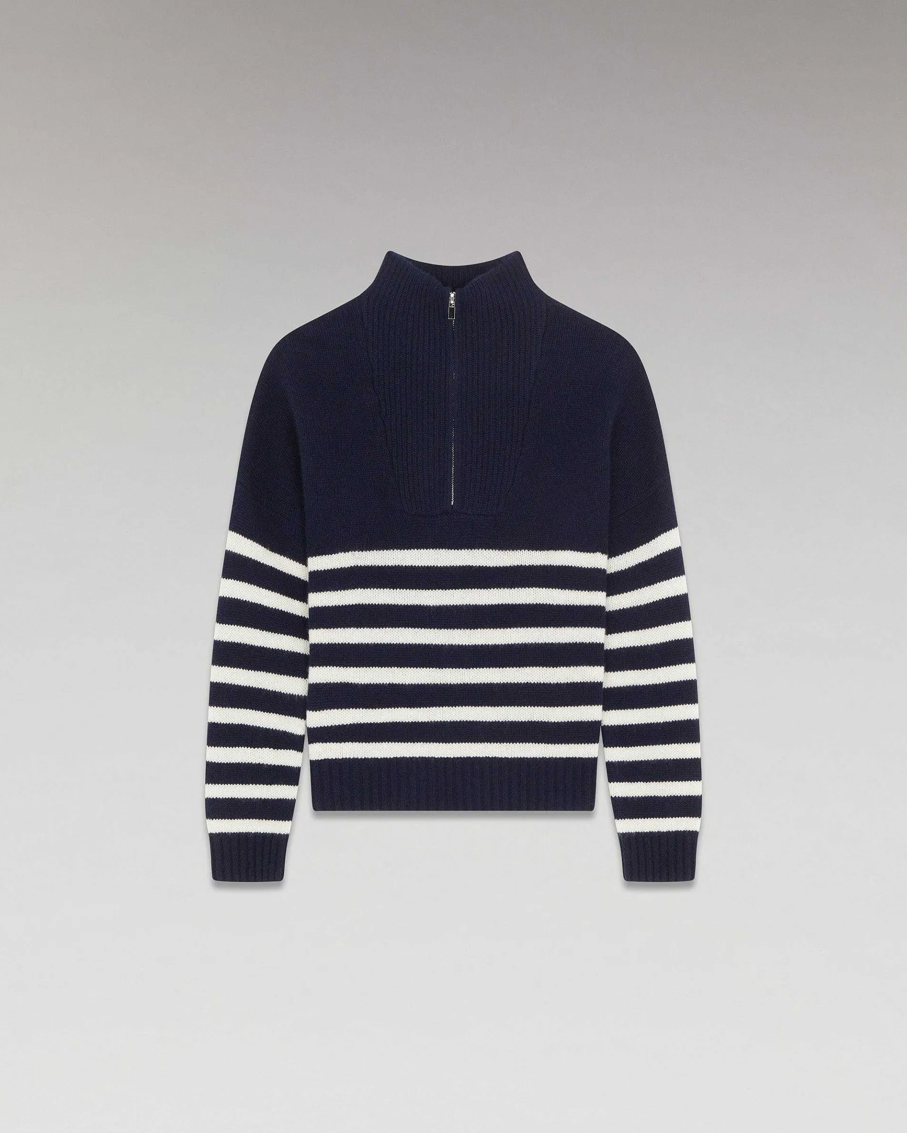 Sale FROM FUTURE Pull Col Camionneur Mariniere Navy