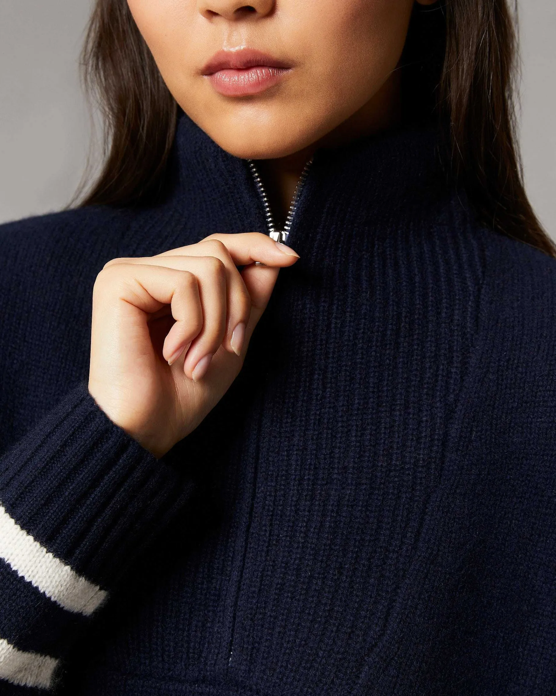 Sale FROM FUTURE Pull Col Camionneur Mariniere Navy