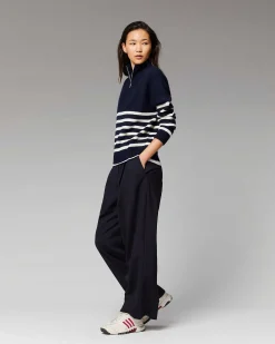 Sale FROM FUTURE Pull Col Camionneur Mariniere Navy