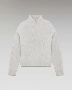 Discount FROM FUTURE Pull Col Camionneur Torsades Gris Chine Clair