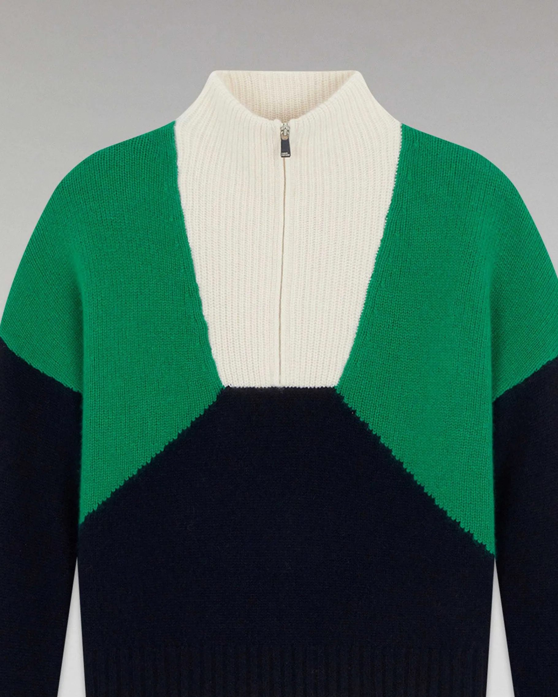 New FROM FUTURE Pull Col Camionneur Tricolore Navy