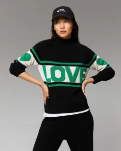 Best FROM FUTURE Pull Col Montant Bande Love Gris Chine Clair