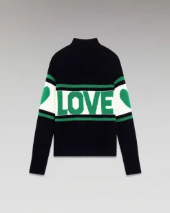 Discount FROM FUTURE Pull Col Montant Bande Love Noir