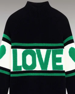 Discount FROM FUTURE Pull Col Montant Bande Love Noir