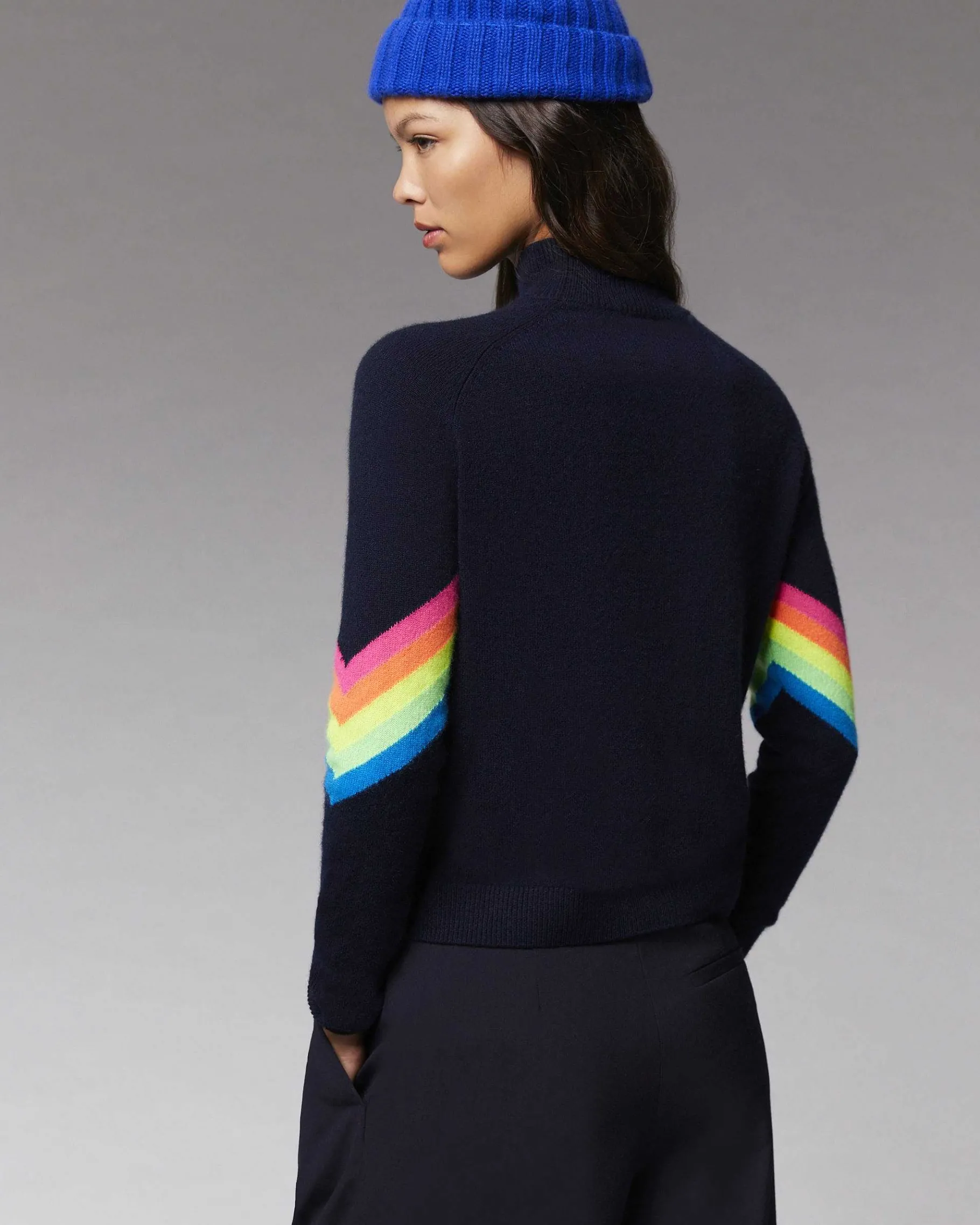 Online FROM FUTURE Pull Col Montant Bandes Manches Multico Leger Sweet Lilac
