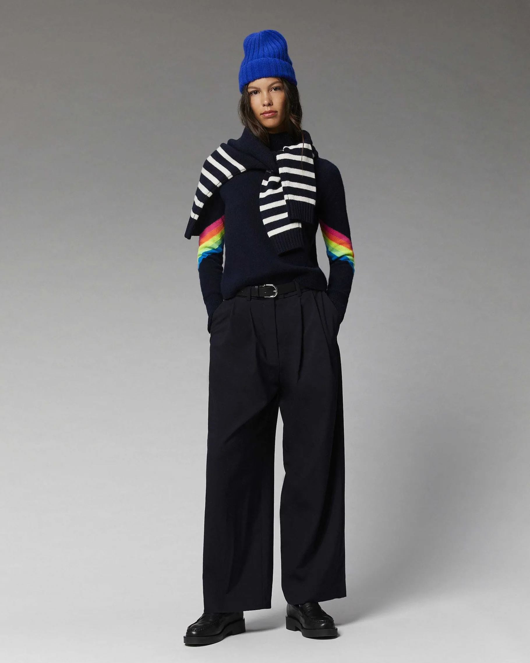 Online FROM FUTURE Pull Col Montant Bandes Manches Multico Leger Sweet Lilac