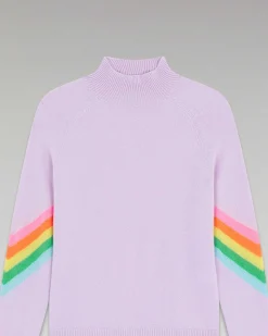 Online FROM FUTURE Pull Col Montant Bandes Manches Multico Leger Sweet Lilac