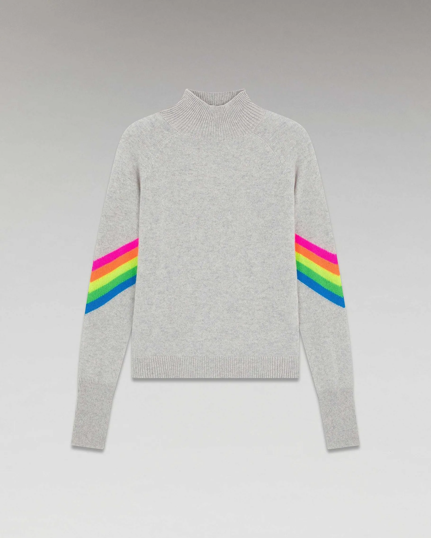 Discount FROM FUTURE Pull Col Montant Bandes Manches Multico Leger Gris Chine Clair