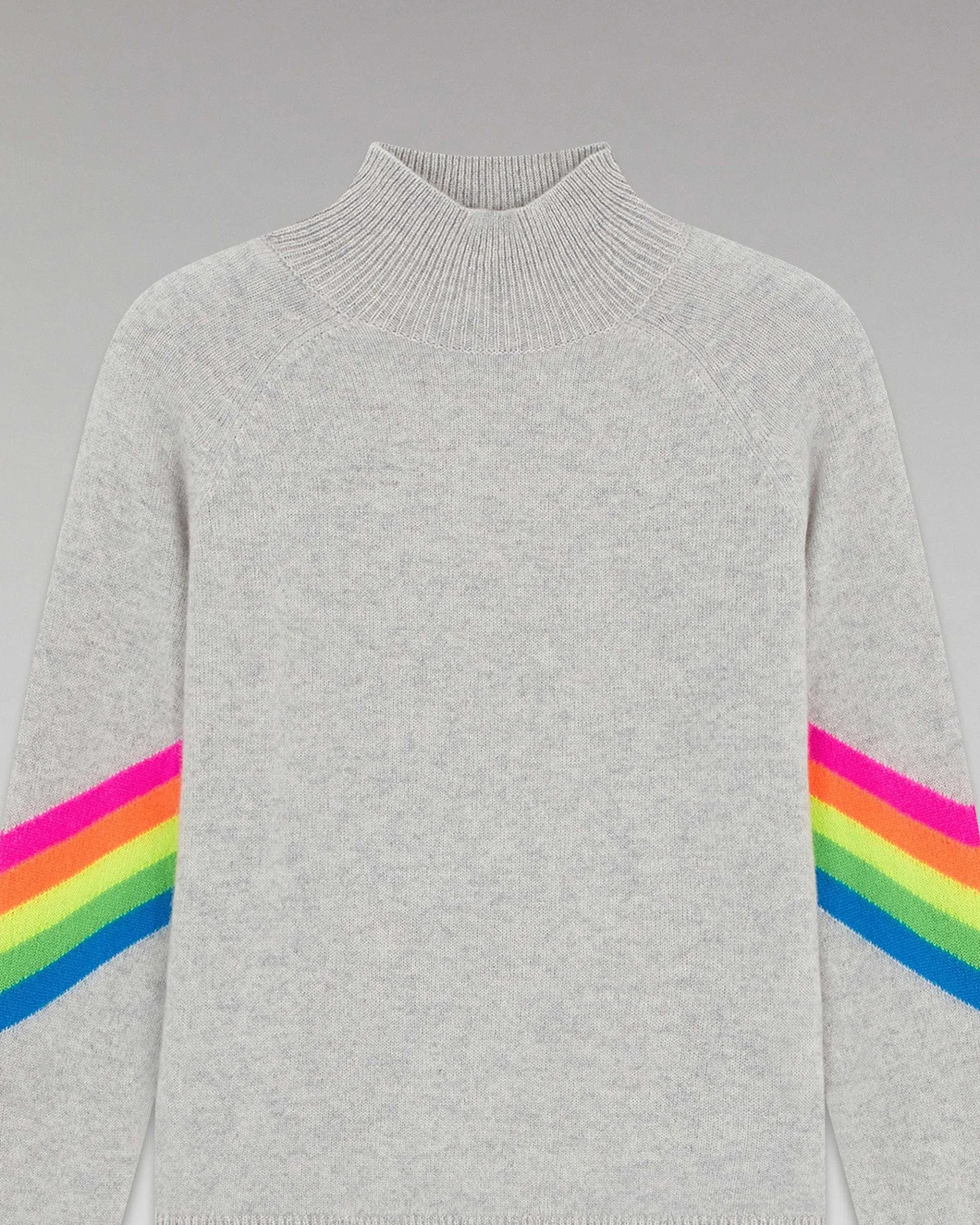 Discount FROM FUTURE Pull Col Montant Bandes Manches Multico Leger Gris Chine Clair