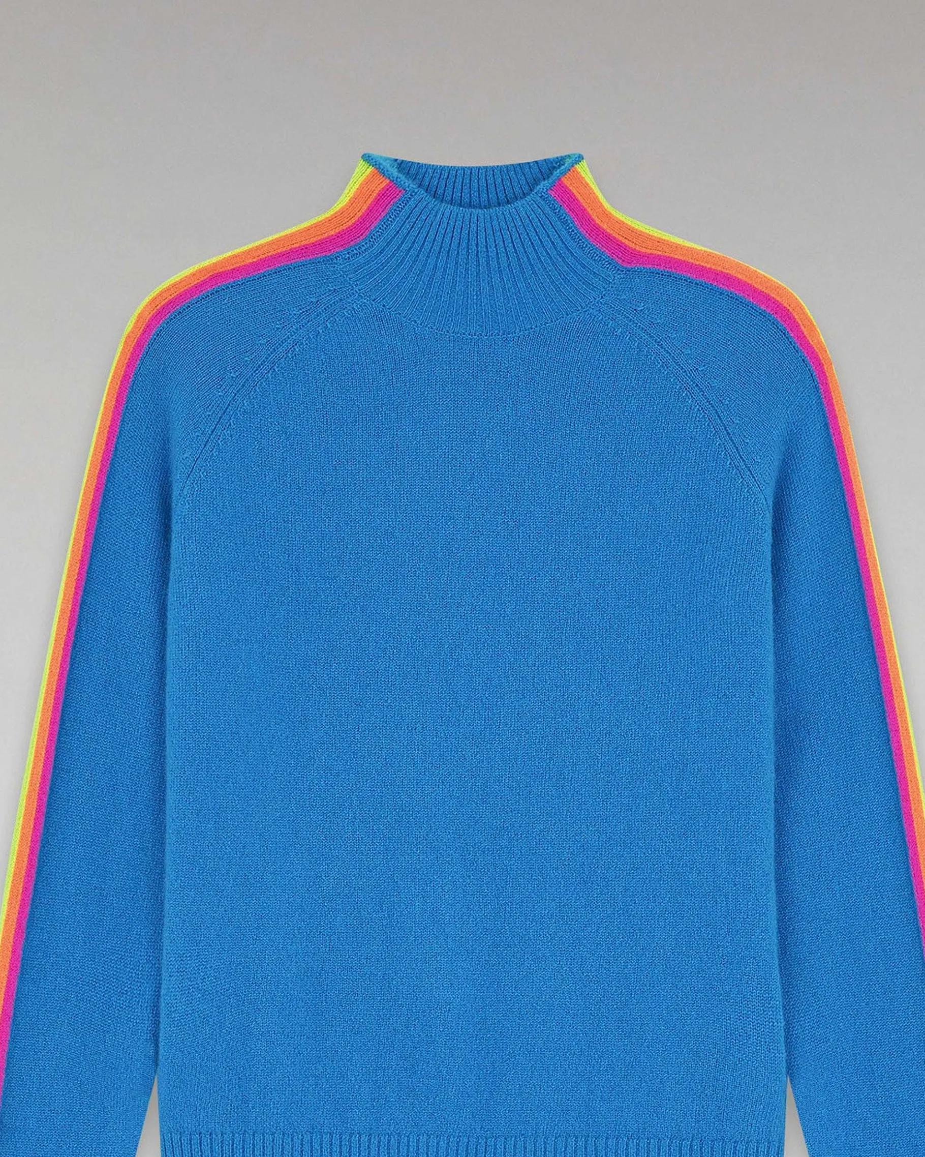 Outlet FROM FUTURE Pull Col Montant Bandes Manches Multicolore Leger Disco Blue
