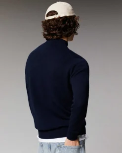 Best FROM FUTURE Pull Col Montant Basique Leger Navy