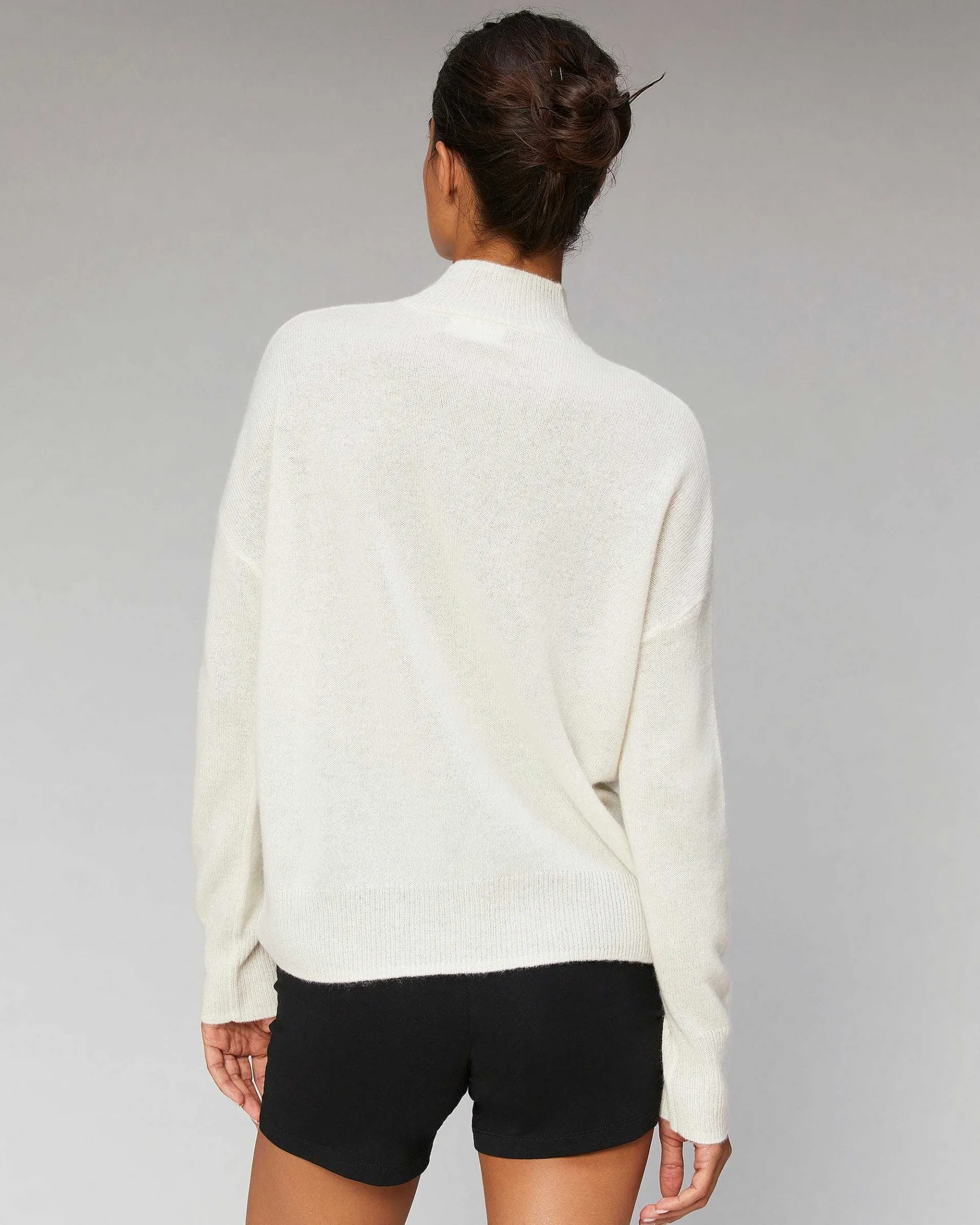 Outlet FROM FUTURE Pull Col Montant Coeur Leger Ecru