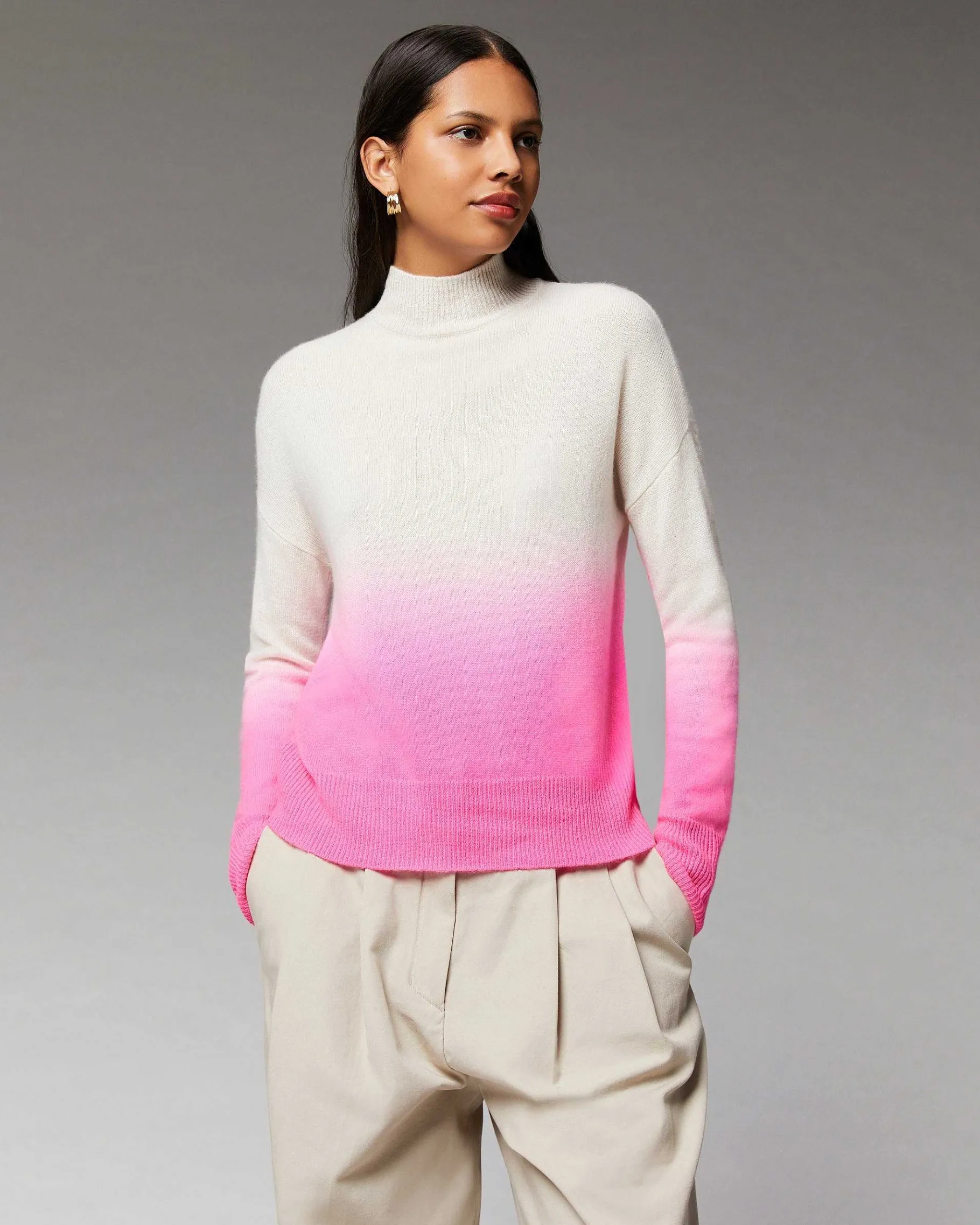 Hot FROM FUTURE Pull Col Montant Dip Dye Leger Acid Blue