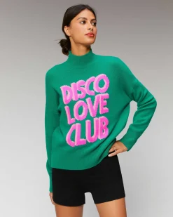 New FROM FUTURE Pull Col Montant Disco Love Club Winter Green