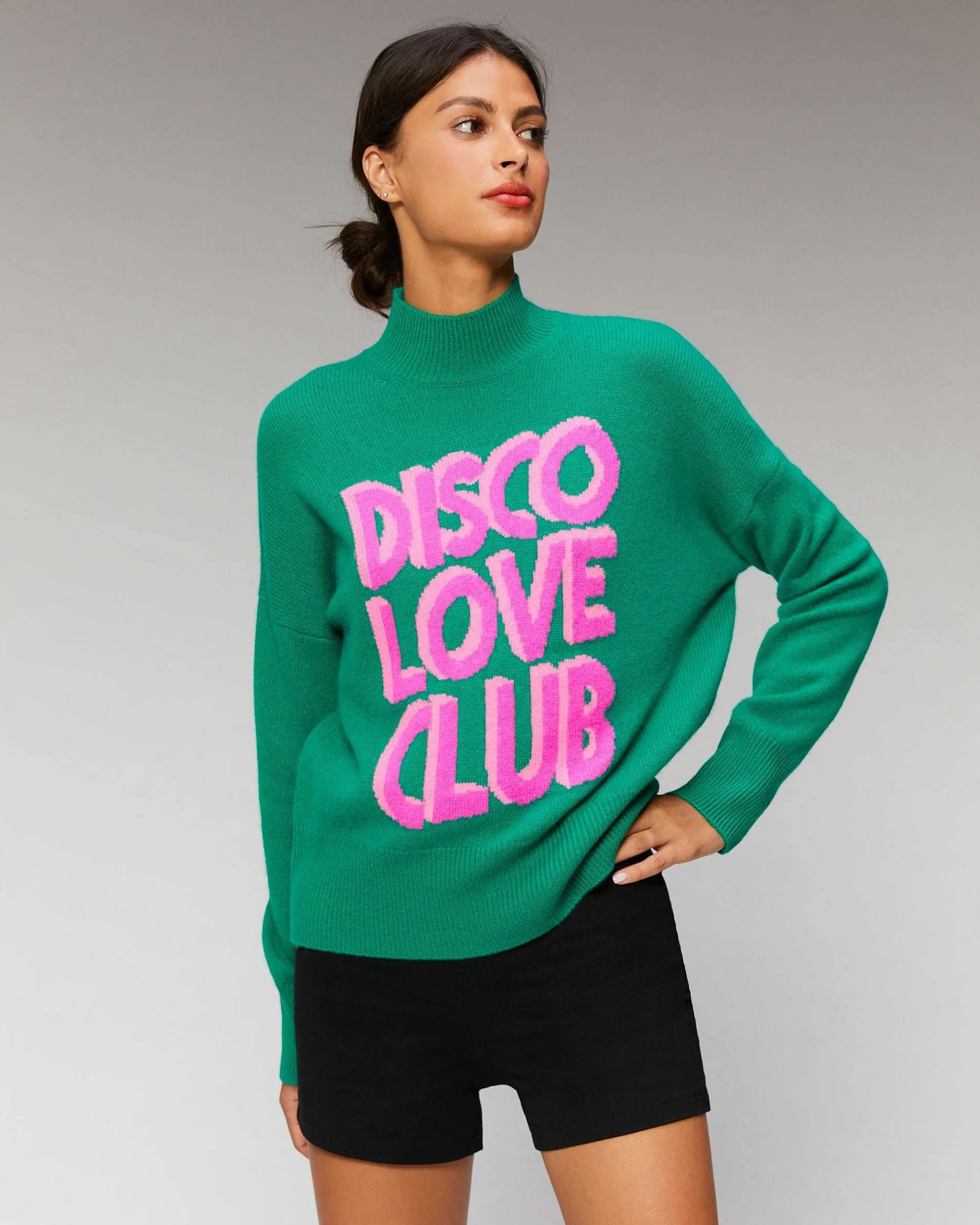 New FROM FUTURE Pull Col Montant Disco Love Club Winter Green