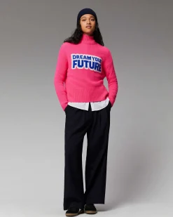 New FROM FUTURE Pull Col Montant Dream Your Future Winter Fuschia