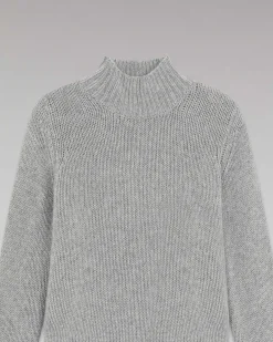 Clearance FROM FUTURE Pull Col Montant Epais Gris Chine Fonce