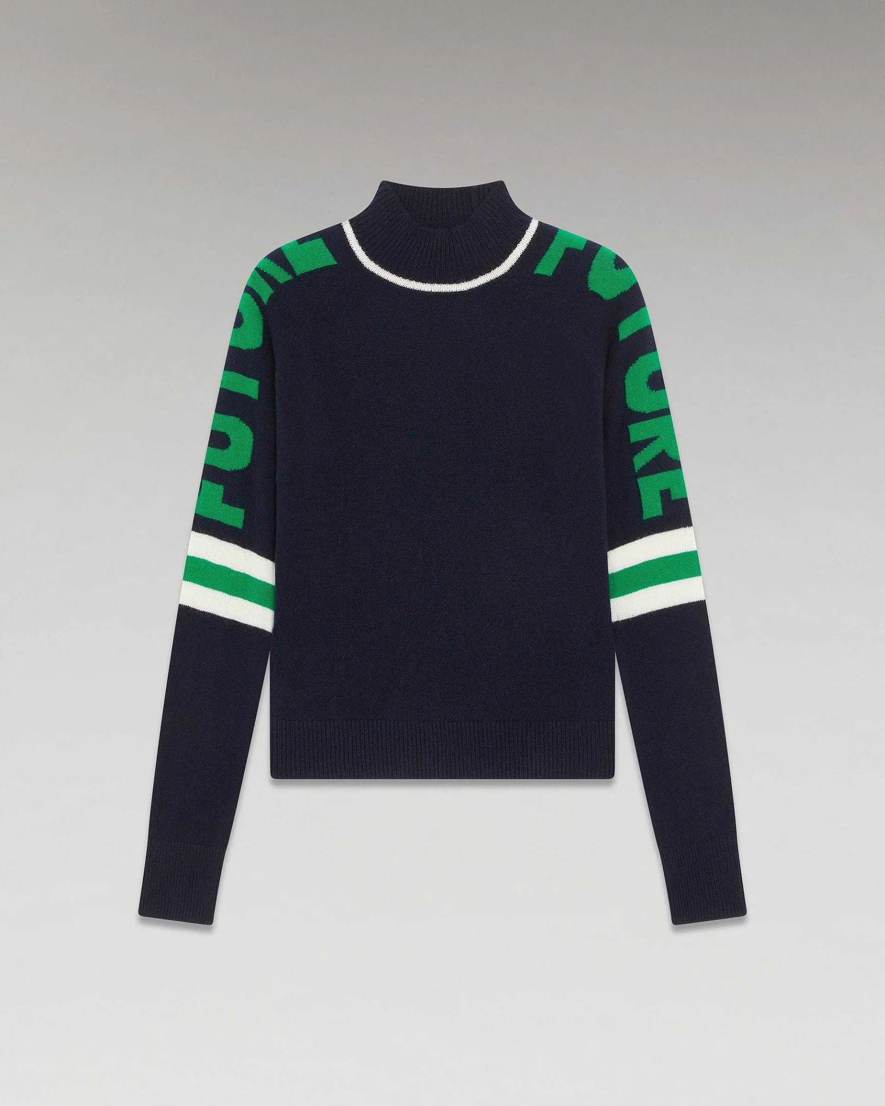 Sale FROM FUTURE Pull Col Montant Future Contraste Leger Navy