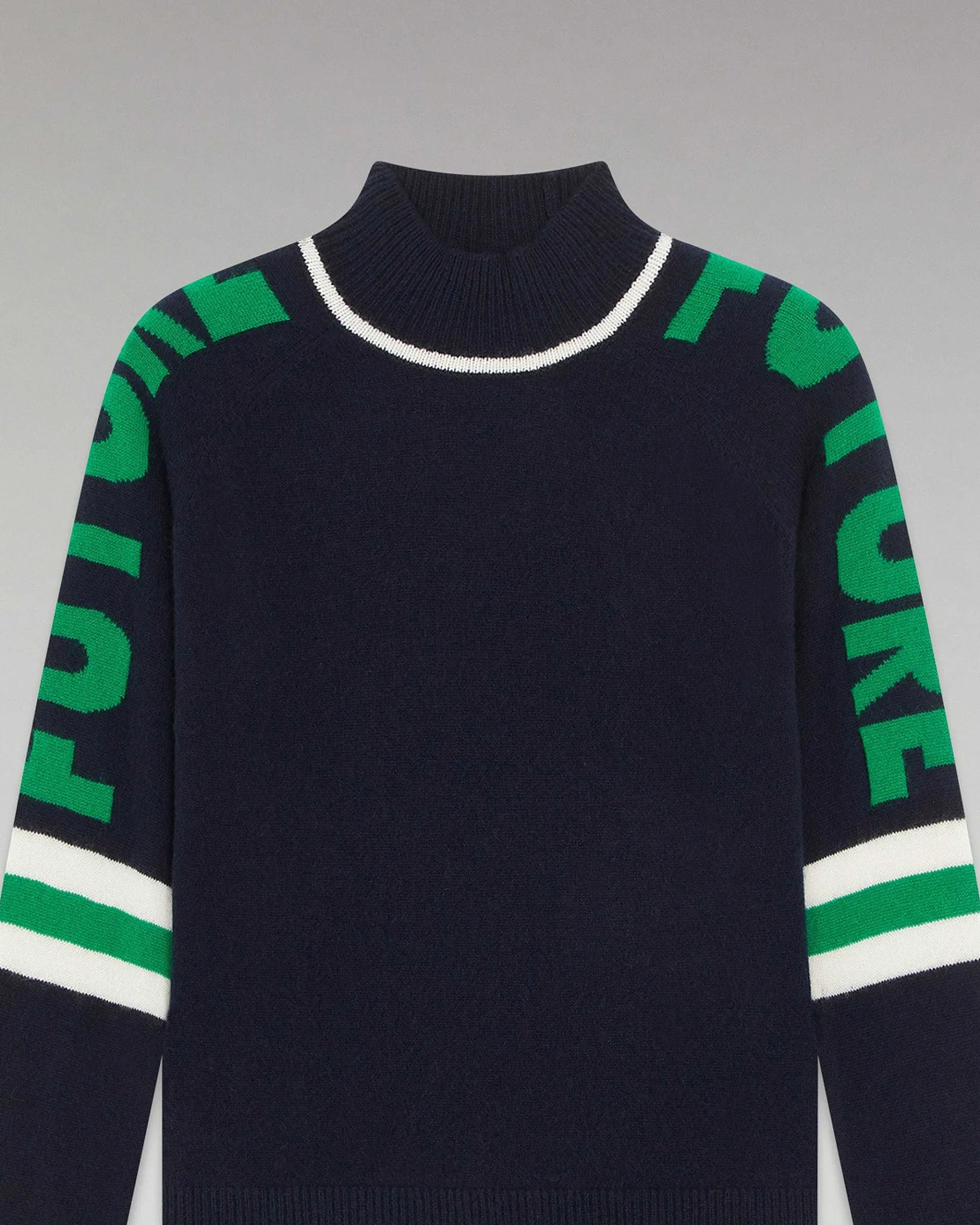 Sale FROM FUTURE Pull Col Montant Future Contraste Leger Navy