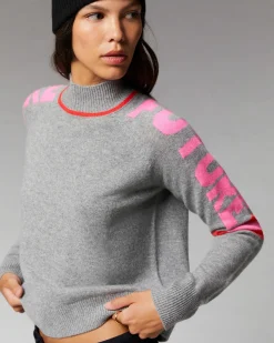 Outlet FROM FUTURE Pull Col Montant Future Contraste Leger Gris Chine Fonce