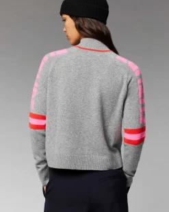 Outlet FROM FUTURE Pull Col Montant Future Contraste Leger Gris Chine Fonce