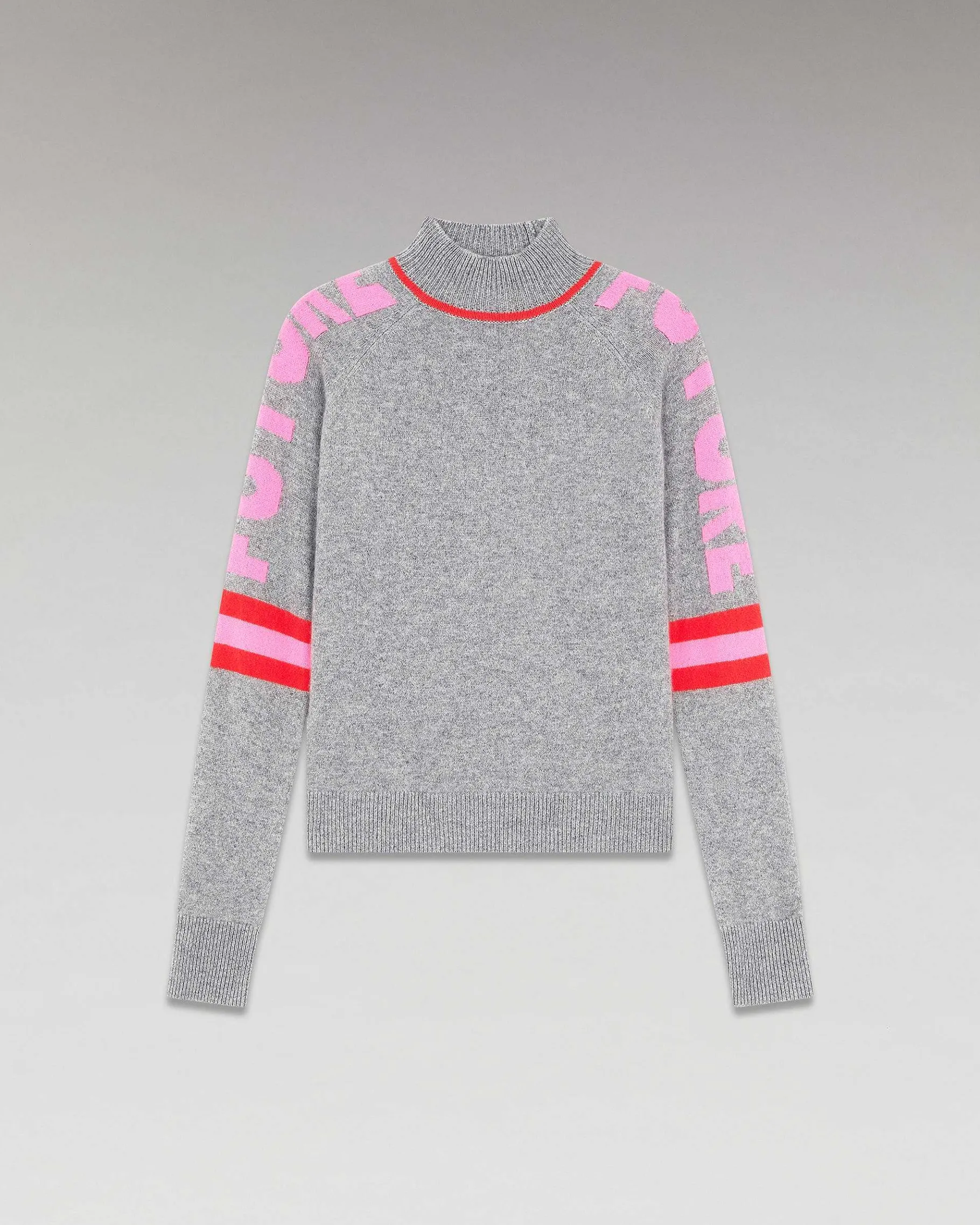 Outlet FROM FUTURE Pull Col Montant Future Contraste Leger Gris Chine Fonce