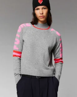 Sale FROM FUTURE Pull Col Montant Future Contraste Leger Gris Chine Fonce