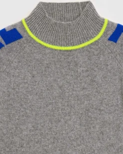 Sale FROM FUTURE Pull Col Montant Future Contraste Leger Gris Chine Fonce