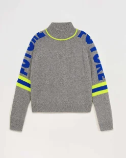 Sale FROM FUTURE Pull Col Montant Future Contraste Leger Gris Chine Fonce