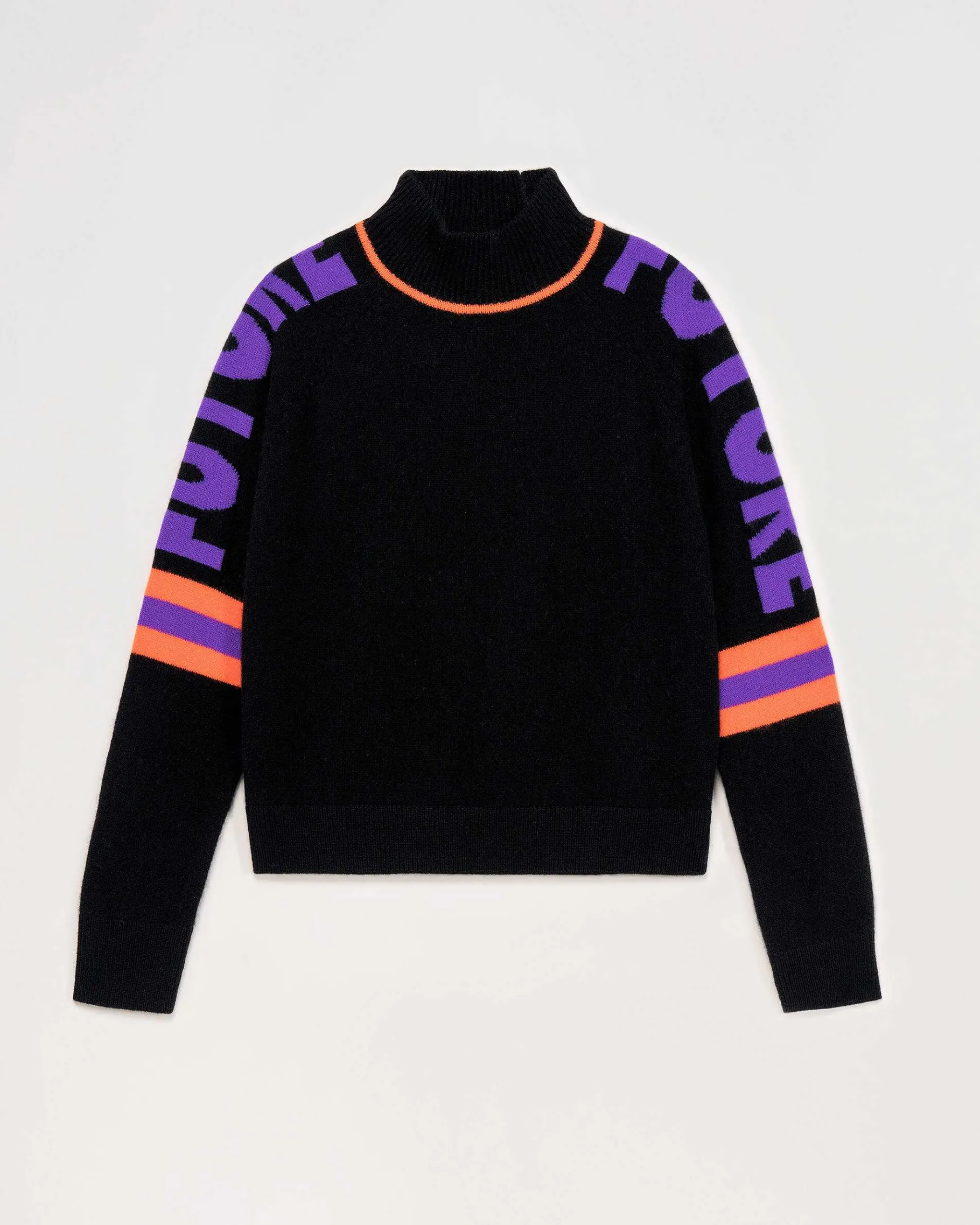 Hot FROM FUTURE Pull Col Montant Future Contraste Leger Noir