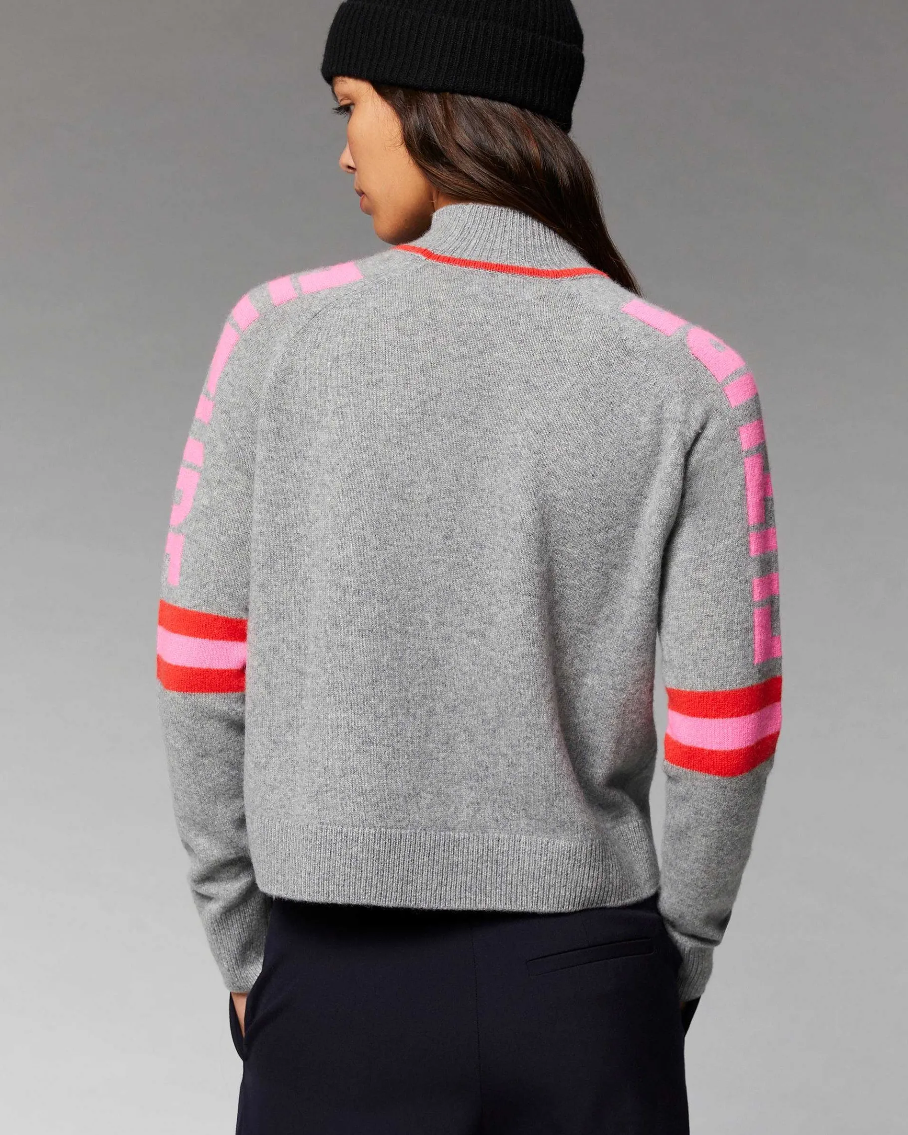Hot FROM FUTURE Pull Col Montant Future Contraste Leger Noir