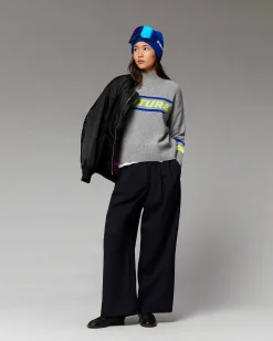 Online FROM FUTURE Pull Col Montant Future Et Bandes Manches Gris Chine Fonce