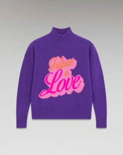 Hot FROM FUTURE Pull Col Montant Future Is Love Violet Fluo