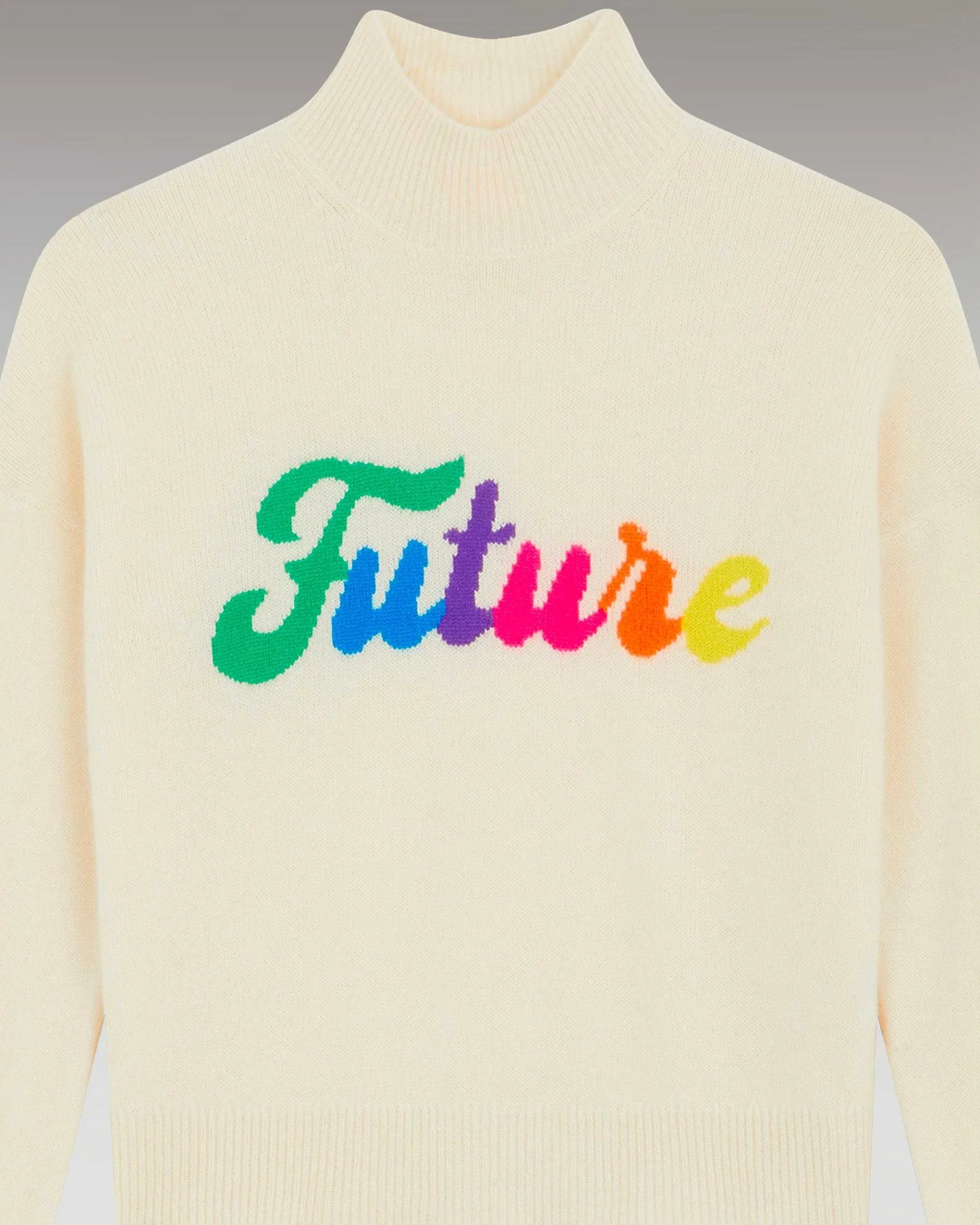 Discount FROM FUTURE Pull Col Montant Future Multico Ecru