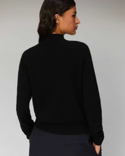Hot FROM FUTURE Pull Col Montant Leger Noir