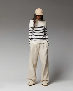 Clearance FROM FUTURE Pull Col Montant Mariniere A Boutons Ecru