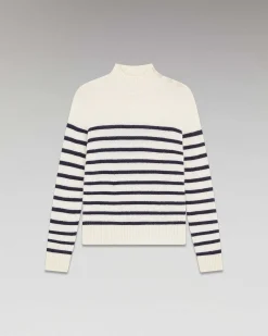 Clearance FROM FUTURE Pull Col Montant Mariniere A Boutons Ecru