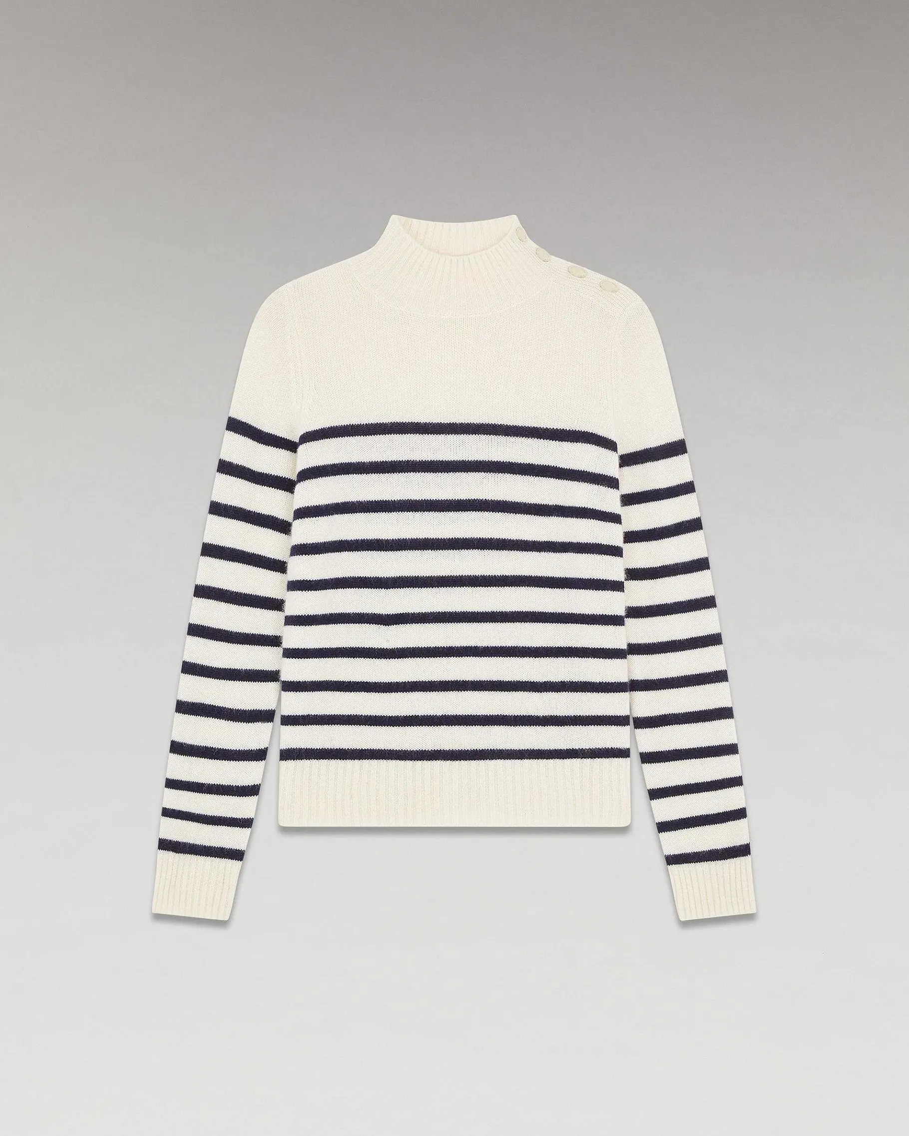 Clearance FROM FUTURE Pull Col Montant Mariniere A Boutons Ecru