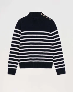 Online FROM FUTURE Pull Col Montant Mariniere A Boutons Navy