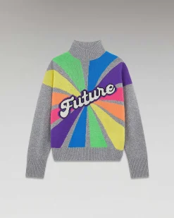 Best FROM FUTURE Pull Col Montant Multico Gris Chine Fonce