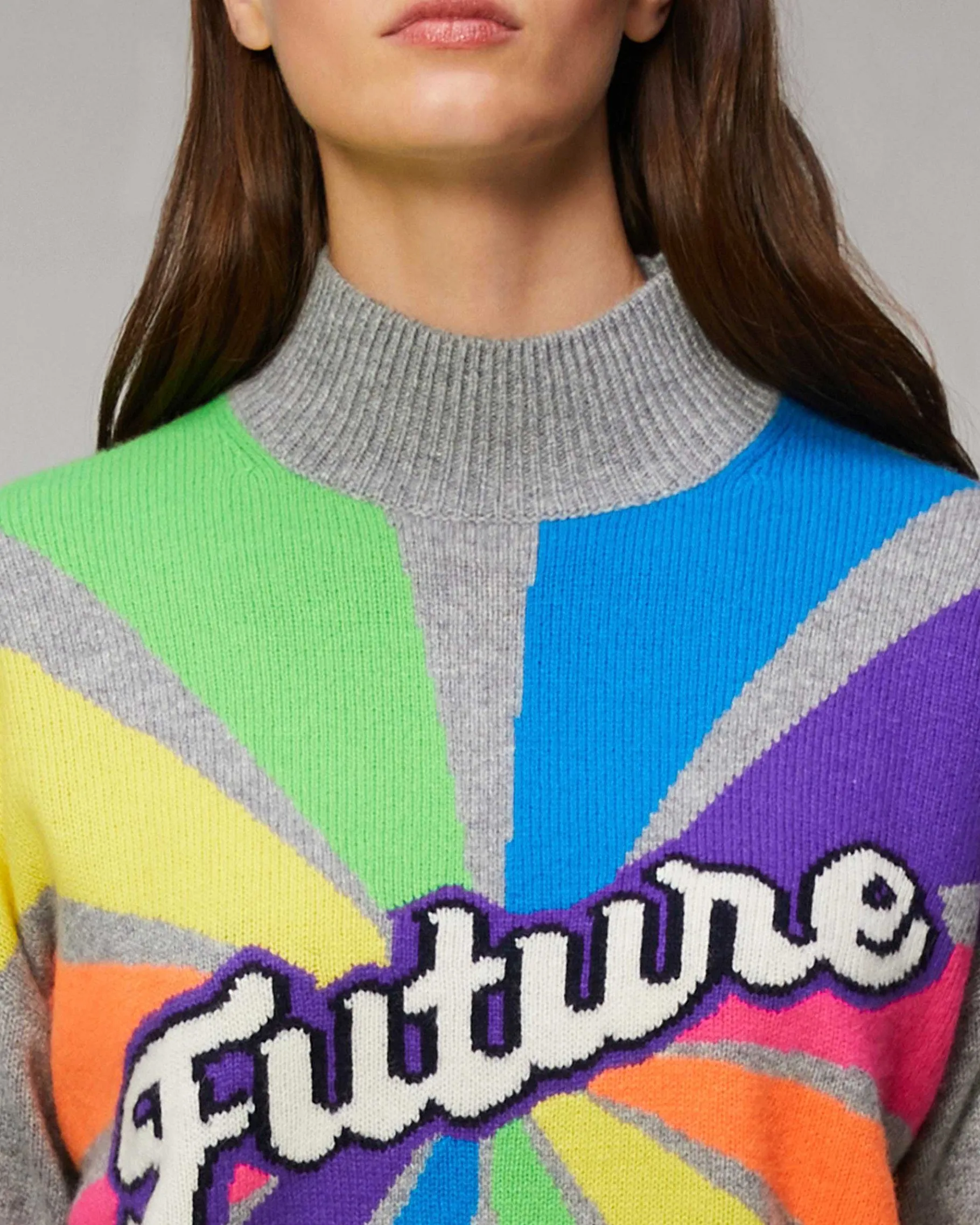 Best FROM FUTURE Pull Col Montant Multico Gris Chine Fonce
