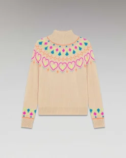 Clearance FROM FUTURE Pull Col Montant Norvegien Beige