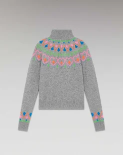 Best FROM FUTURE Pull Col Montant Norvegien Gris Chine Fonce