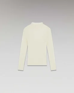 Hot FROM FUTURE Pull Col Montant Seconde Peau Ecru