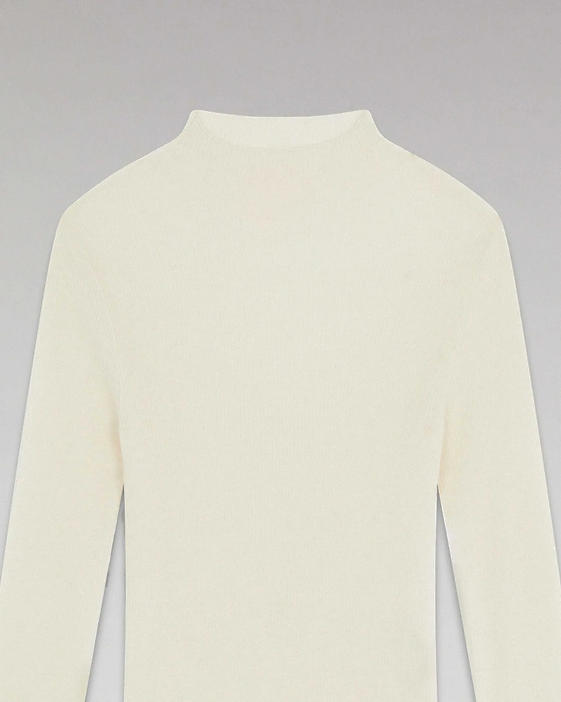 Hot FROM FUTURE Pull Col Montant Seconde Peau Ecru