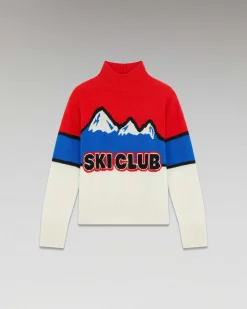 New FROM FUTURE Pull Col Montant Ski Club Montagnes Power Red