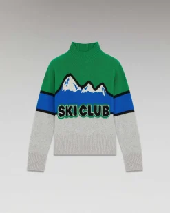 Hot FROM FUTURE Pull Col Montant Ski Club Montagnes Vert Gazon